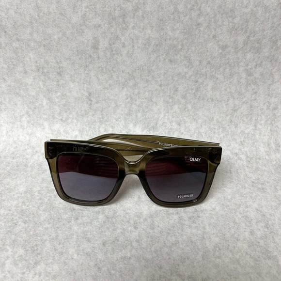 Quay Australia ICY Sunglasses - Green/ Brown Polarized Oversized Square - Picture 4 of 10